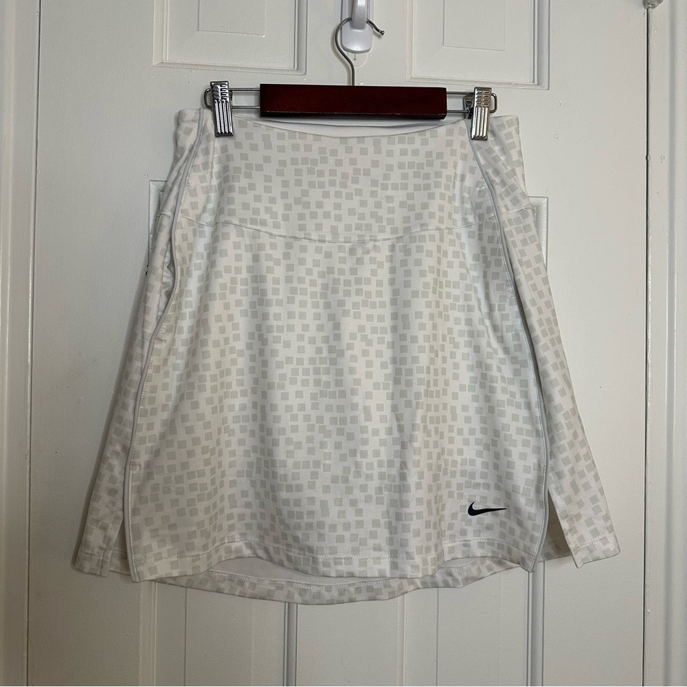 Nike Dri-Fit 17” Golf Skirt UV Grid Print Tennis Skort White Athletic Preppy XS - Picture 9 of 15